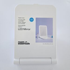 Room Essentials LED Lighted Vanity Mirror Foldable & Portable 3 Light Tones NEW